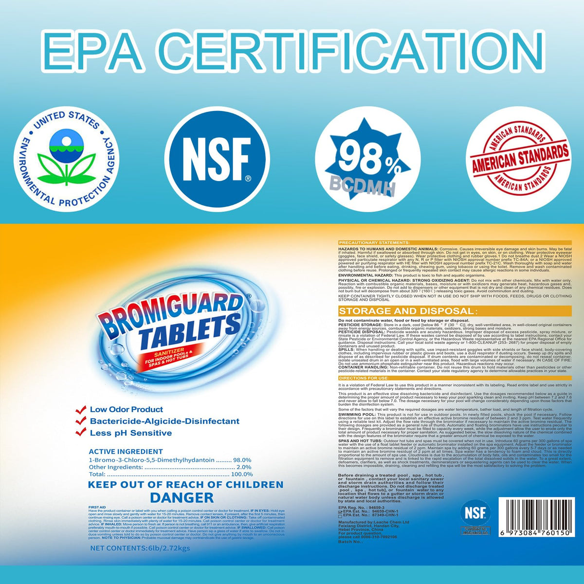 BROMIGUARD bromine tablets stable in hot water ensure reliable spa cleaning