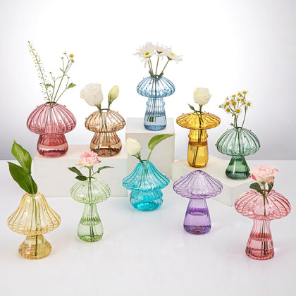 BROPGOD mushroom glass vase close-up—premium glass for lasting display.