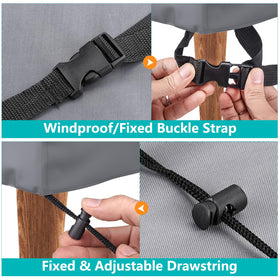 BROSYDA buckle straps and elastic cords secure the cover over a 2-seat sofa