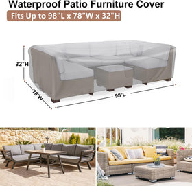 BROSYDA sectional cover sized 98 by 78 inches on a furniture set.