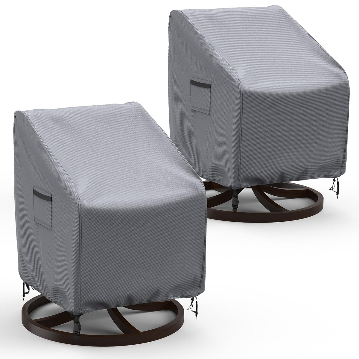 BROSYDA swivel chair cover in grey front view protects against rain and sun