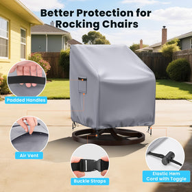 BROSYDA swivel chair cover grey close-up shows rugged 420D protection