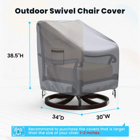 BROSYDA swivel chair cover grey side view shows snug fit and wind resistance
