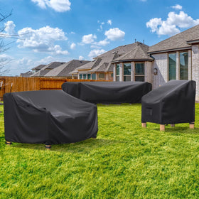 BROSYDA large 111x74 cover fits big outdoor furniture sets.