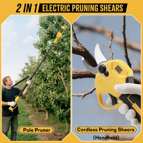 BROVR 2-in-1 pruner with pole extension reaching high limbs