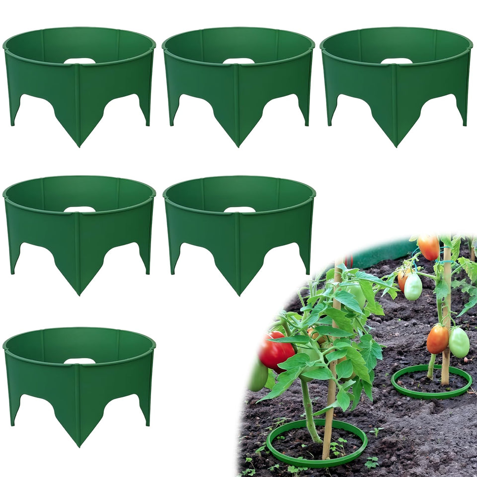BROWNKNOT planting grow rings around vegetables for organized spacing and moisture retention.