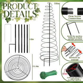 BrownKnot adjustable-height spiral trellis demonstrates range from 12 to 59 inches.