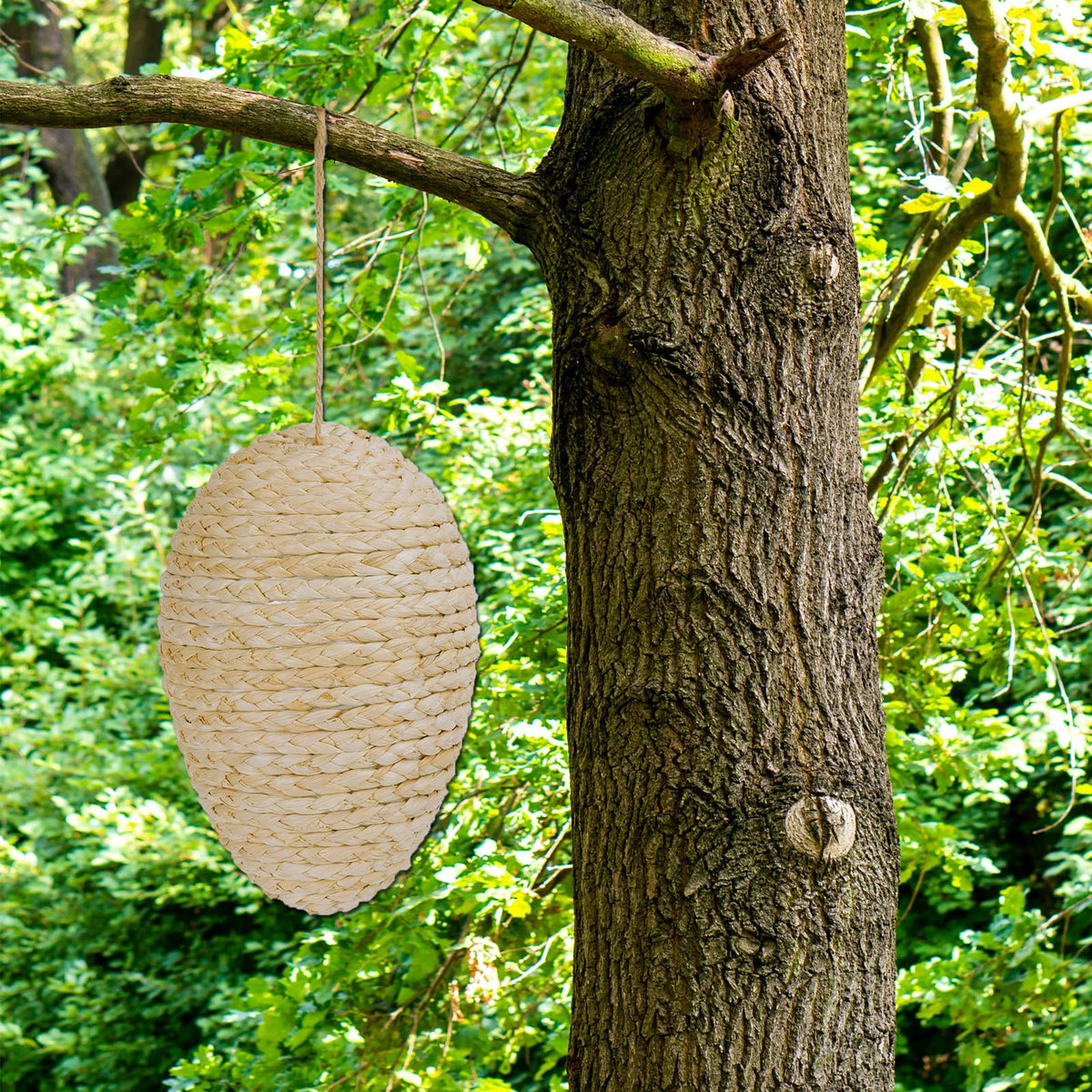 Brownlily corn husk hornet nest uses non-collapsing foam core to maintain shape.