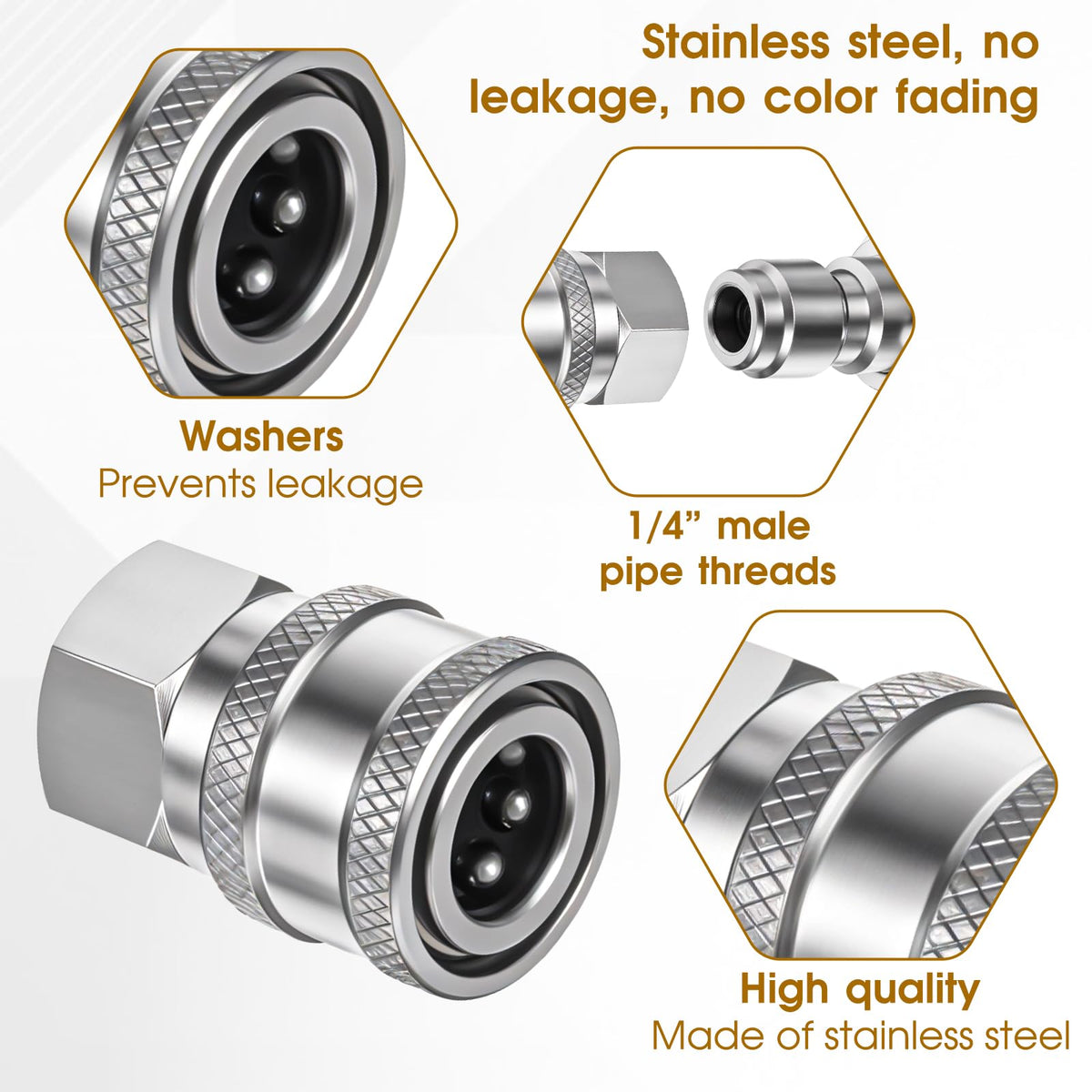 Bruislard NPT 1/4-inch adapters pack keeps spares ready for daily use.