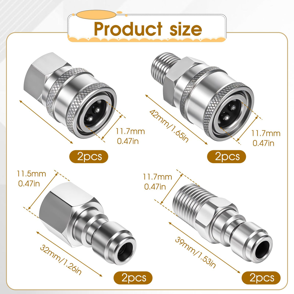 Bruislard stainless-steel connector offers durable, high-psi performance for rugged cleaning jobs.