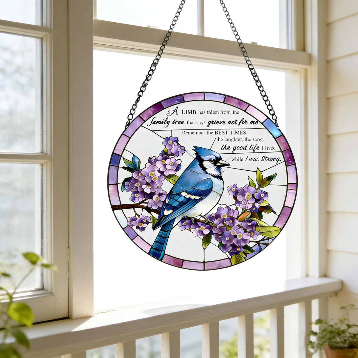 BRUKUSUR angel bird sun catcher stained glass evokes remembrance