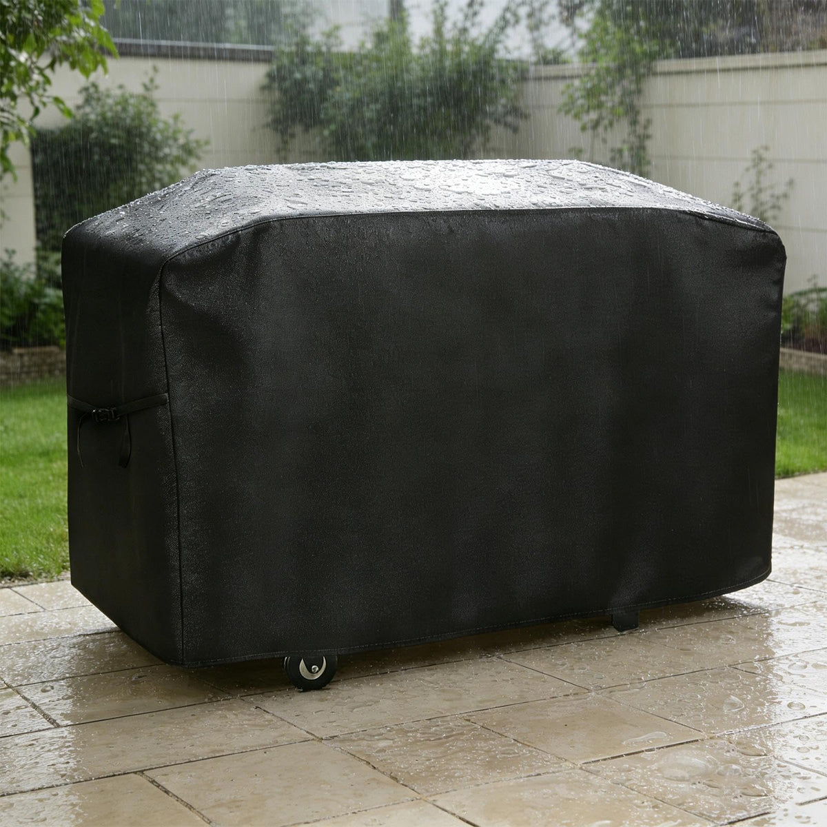 Bruwaa griddle cover protecting Blackstone 28-inch griddle with Hood during storage
