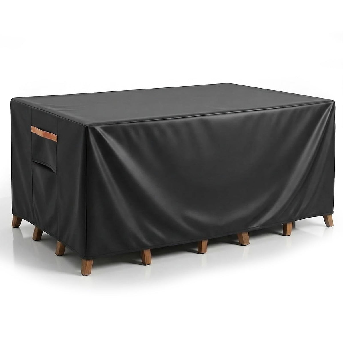 BRUXOLAY outdoor rectangular cover protecting a 64x52x28 patio set from rain