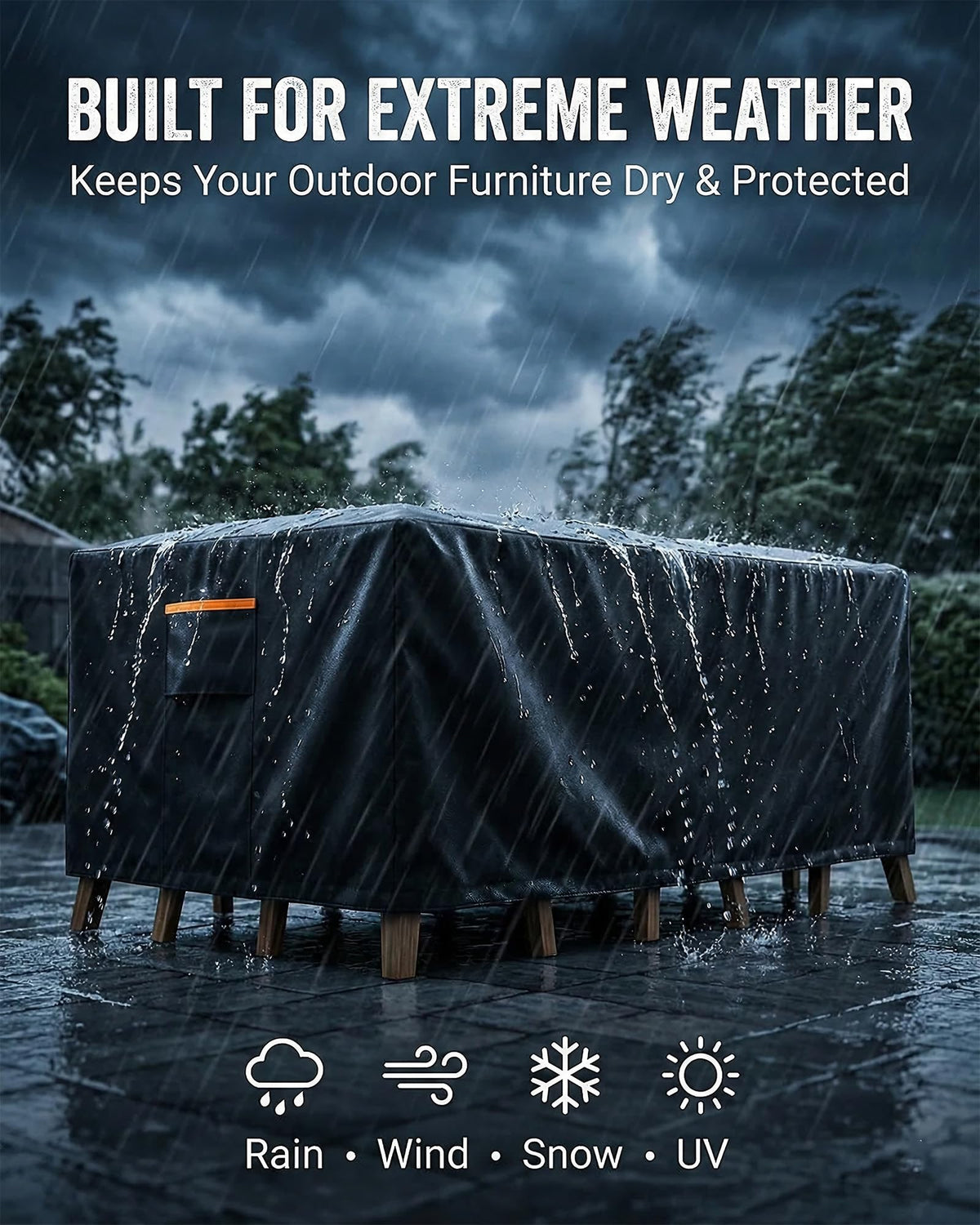 BRUXOLAY tape-sealed seams prevent water seepage for long-lasting outdoor use
