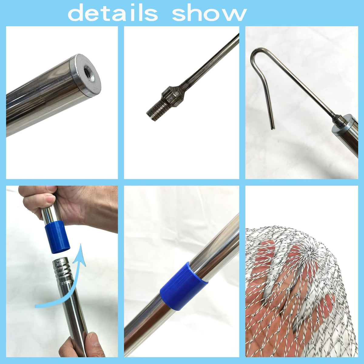 BRZFWLMYDF adjustable elongated rod—three stainless steel segments for flexible trapping.