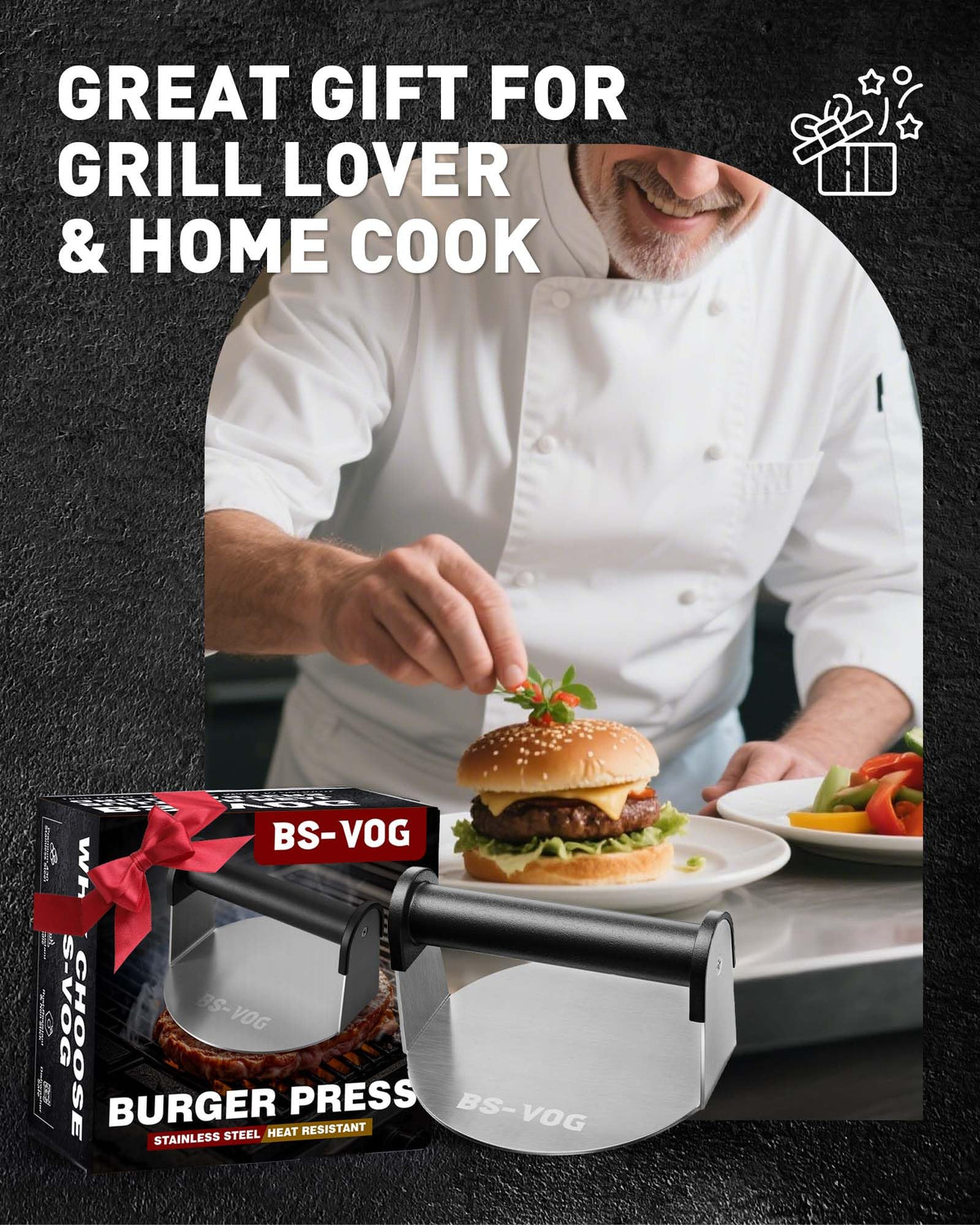 BS-VOG ideal for bacon, patties, and quesadillas on flat-top grills.