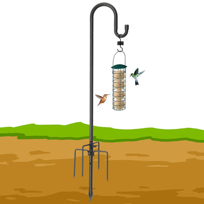 BsBsBest shepherds hook 62-inch adjustable pole for bird feeders and plants.