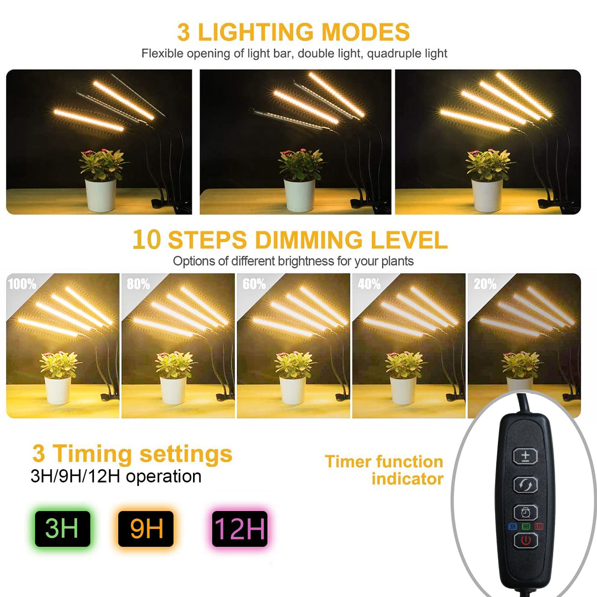 bseah auto-timer grow light enabling consistent daily on/off schedules