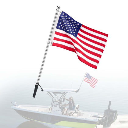 BSET MATEL boat flag pole assembly in stainless steel for durable marine use