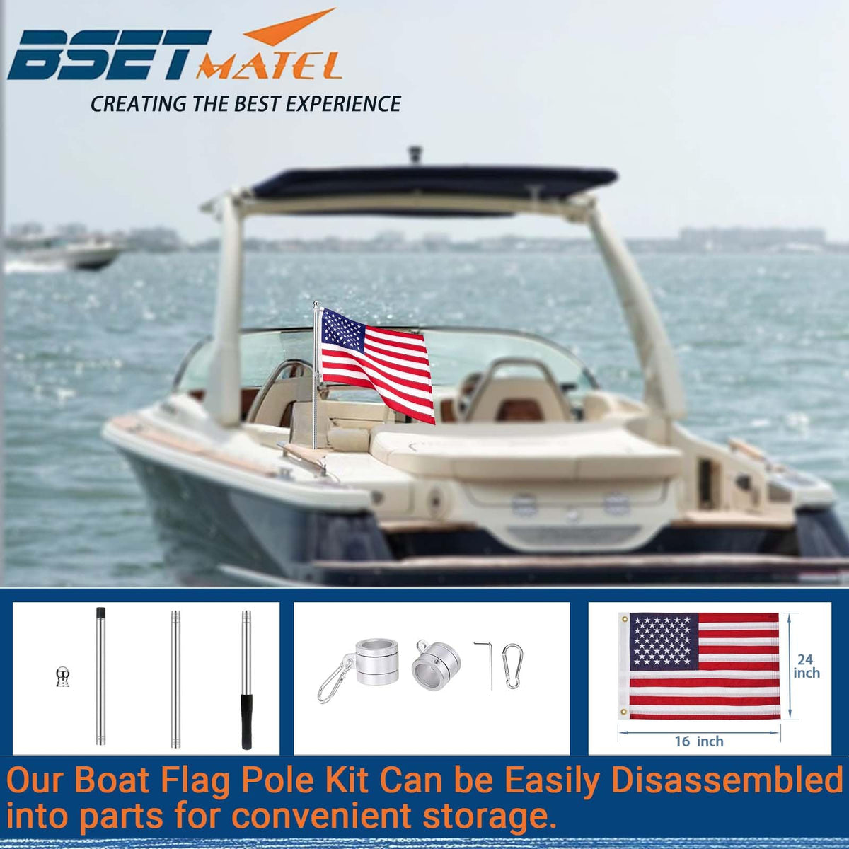 BSET MATEL marine stainless steel flag pole emphasizes durability at sea
