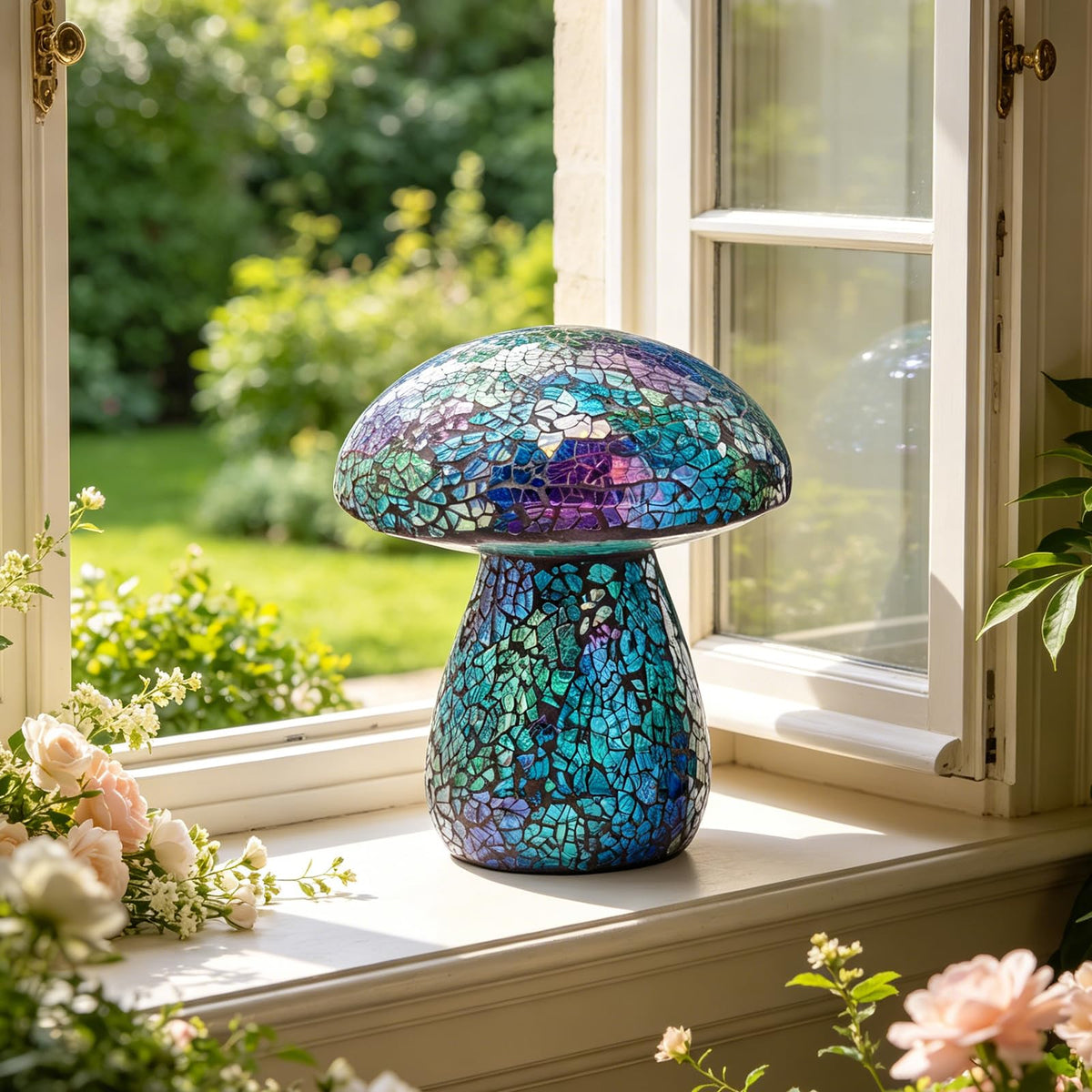 Bshine mosaic-mushroom-garden-path decor brightens year-round garden paths.
