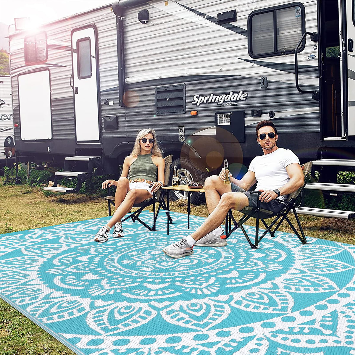 Bsmathom 5x8 mat provides durable, flexible outdoor coverage