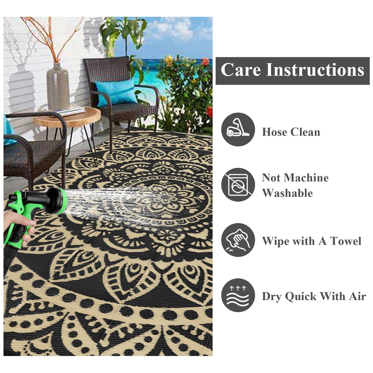 Bsmathom beach setup rug ready for picnics with quick-clean surface.