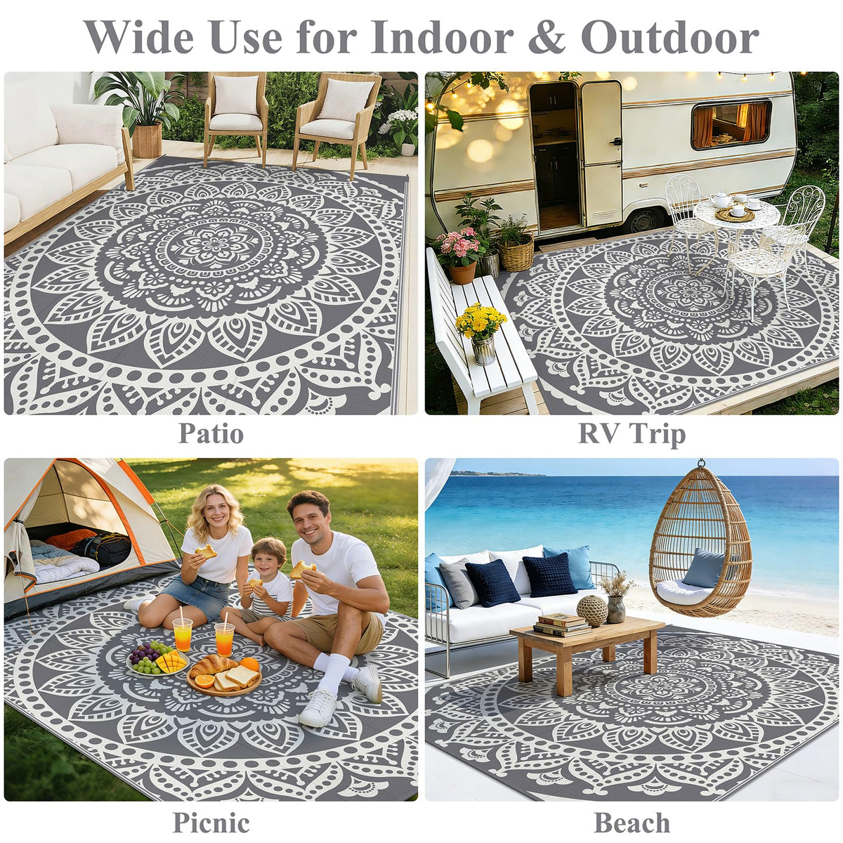 Bsmathom grey color outdoor rug complements modern terraces