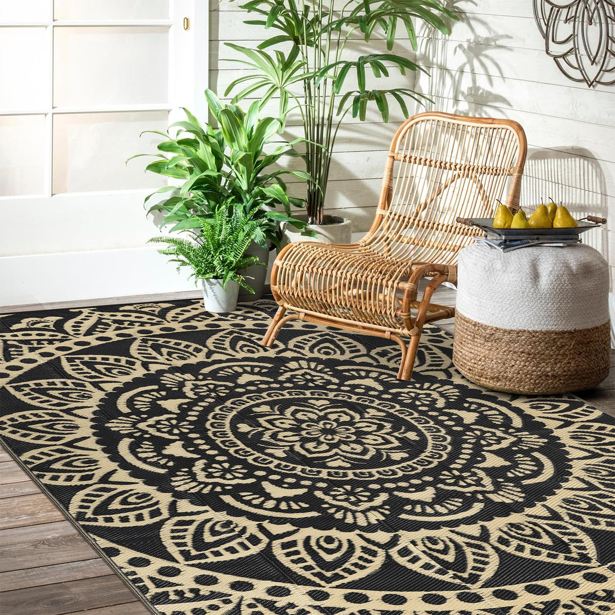 Bsmathom rug with heat-treated edges enhancing durability.