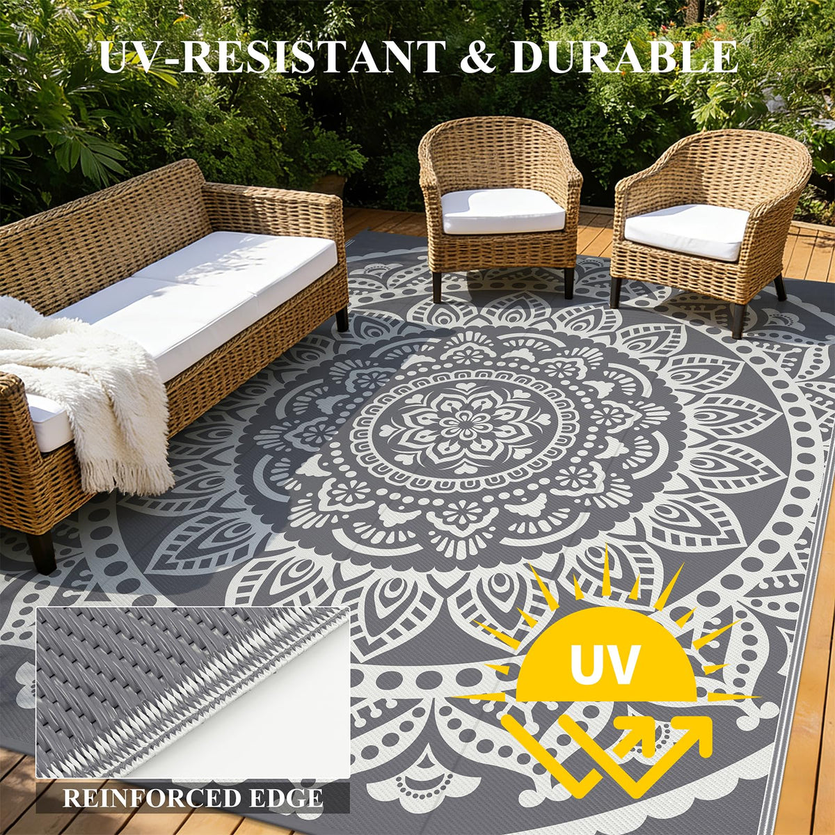 Bsmathom versatile rug for indoor and outdoor spaces