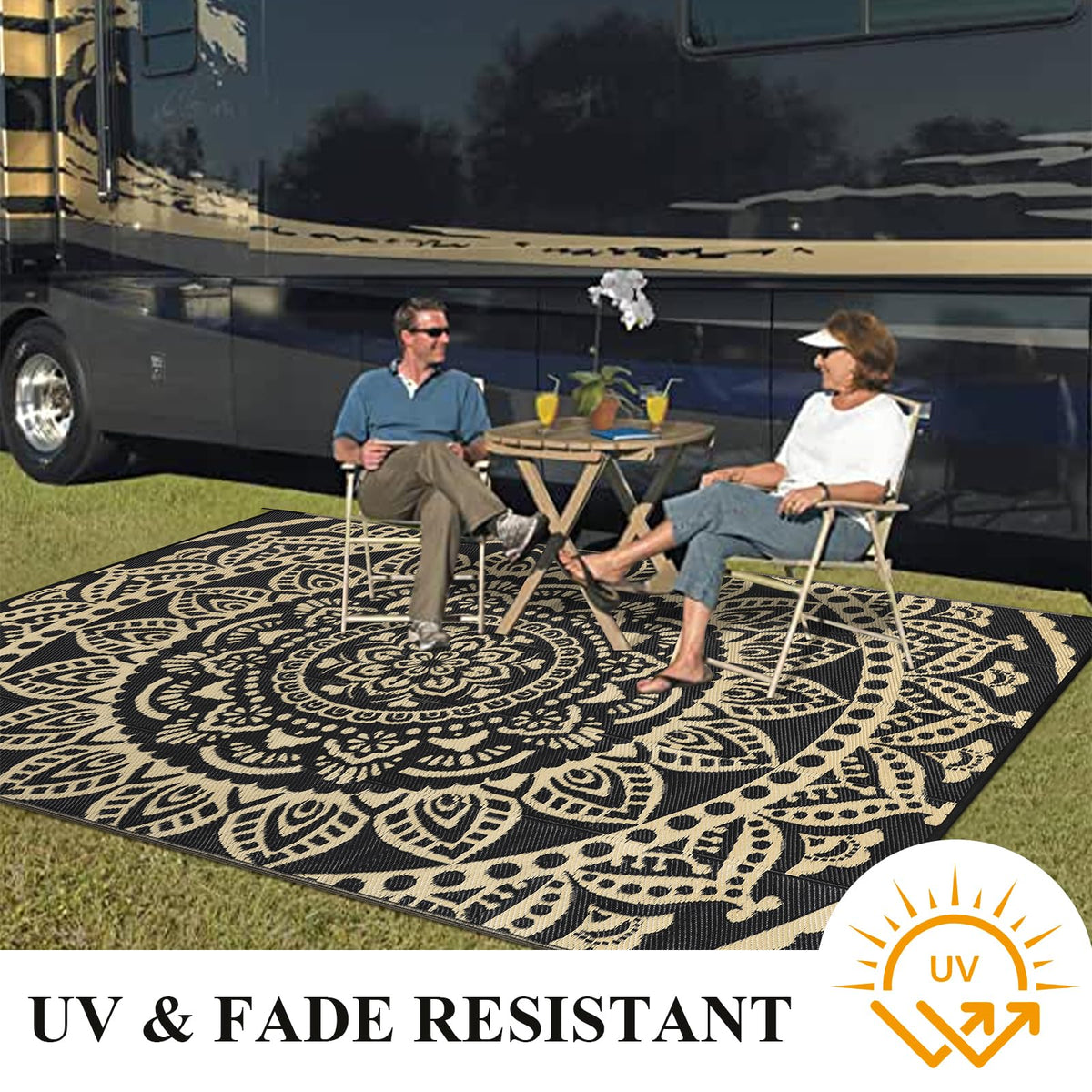 Bsmathom 6x9 rug used on RV patios and gardens for versatile outdoor use.