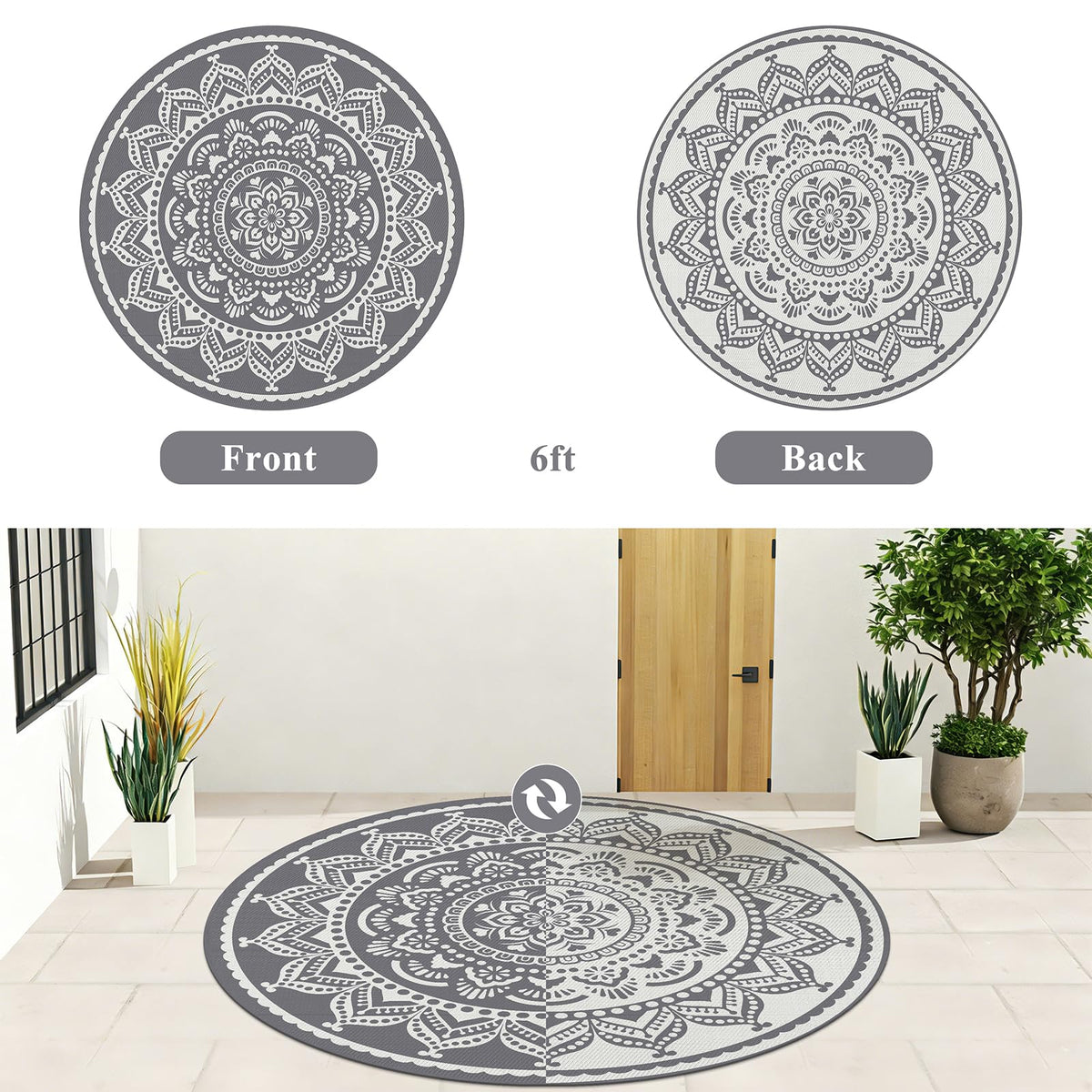 Bsmathom UV-resistant rug preserves colour in sunlit patios and beaches