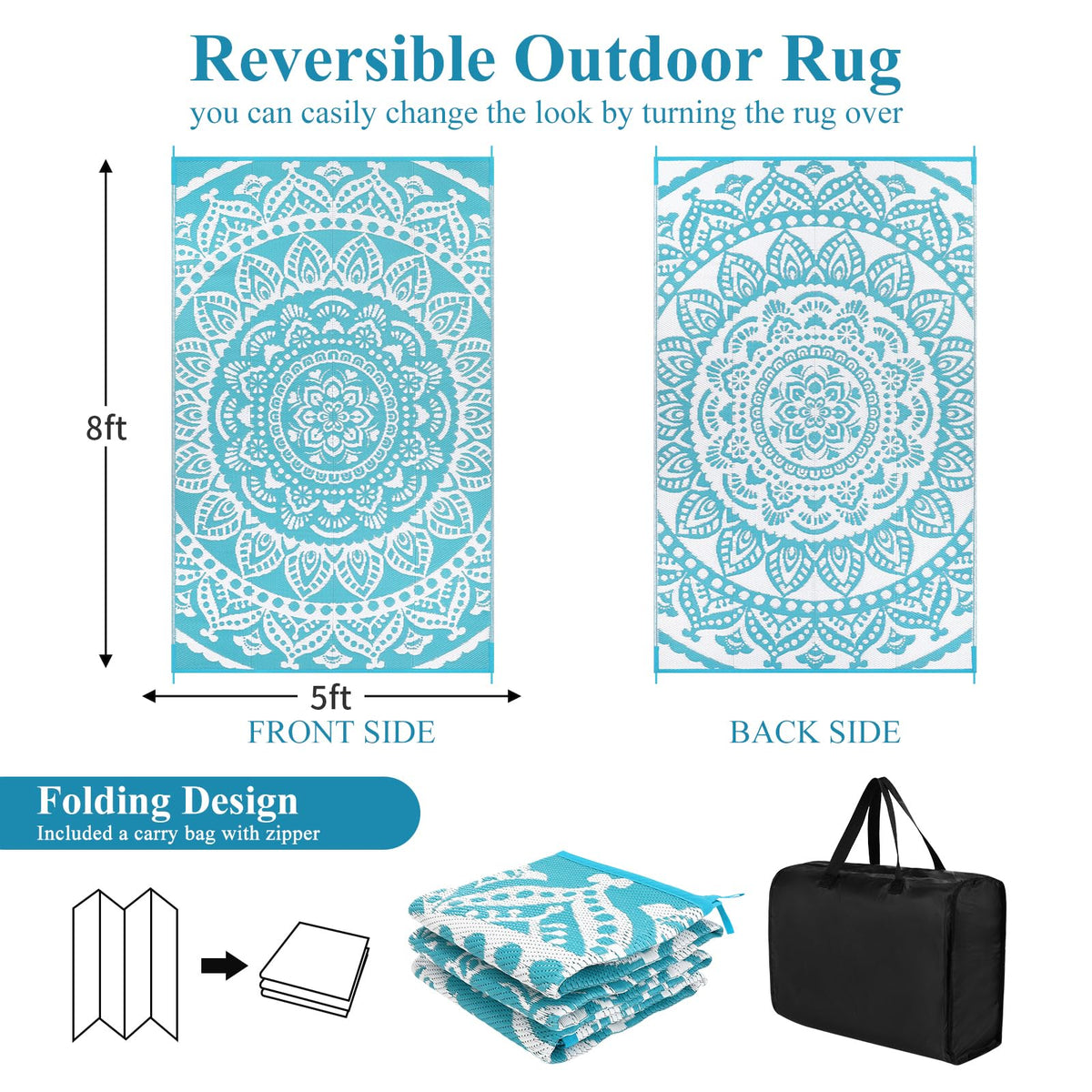 Bsmathom teal rug offers UV resistance to protect against fading