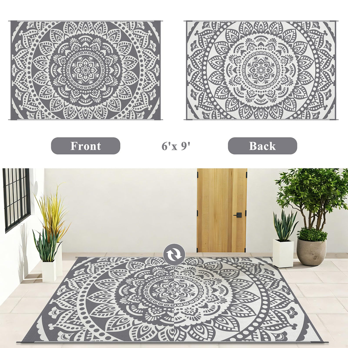 Bsmathom waterproof rug cleans easily with towel or hose.