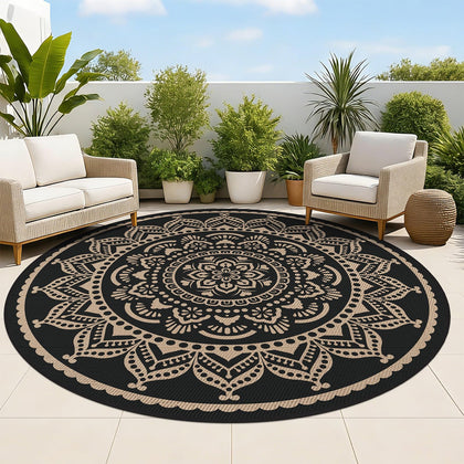 Bsmathom waterproof outdoor rug 6ft round for patios and poolside spaces