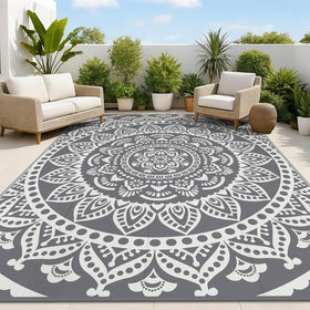 Bsmathom waterproof outdoor rug with boho reversible design for patios and decks