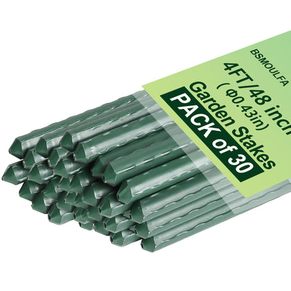 BSMOULFA garden stakes 4ft green 30-pack support tomato vines and peppers
