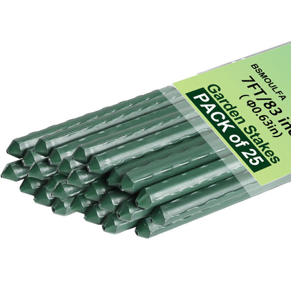 BSMOULFA Garden Stakes 84-inch, 25-pack providing sturdy plant support for tall plants