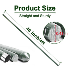 BSMOULFA metal plant stake 48-inch green coated for durable garden support