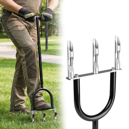 BSTECIAR manual lawn aerator with hollow tines for deeper cores