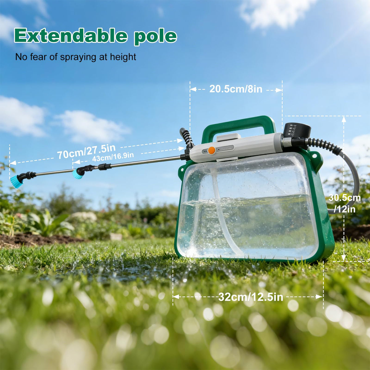 Bsteciar sprayer transparent shell shows real-time level.