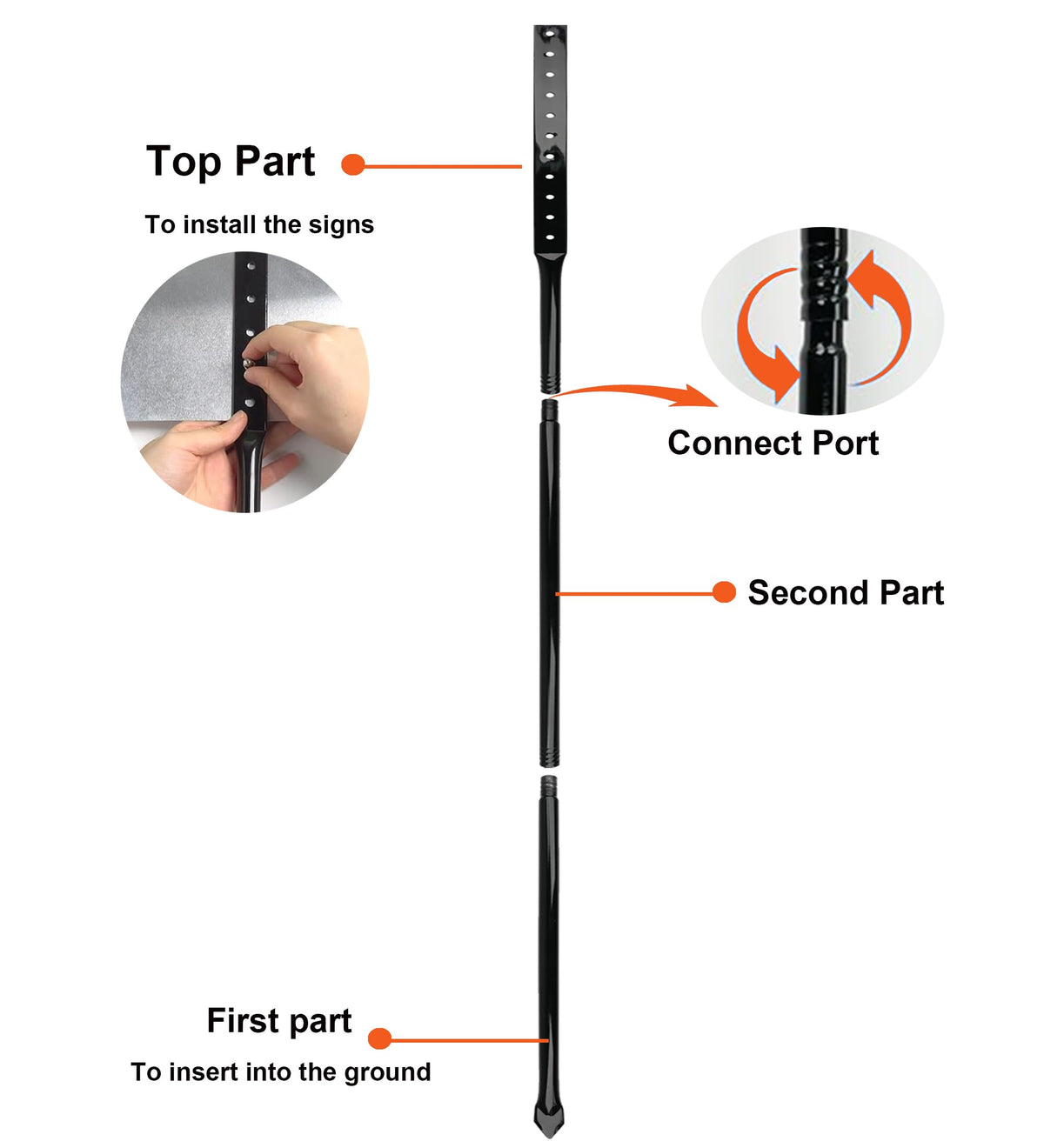 Bstersign black powder-coated stake resists rust for long-lasting outdoor use.