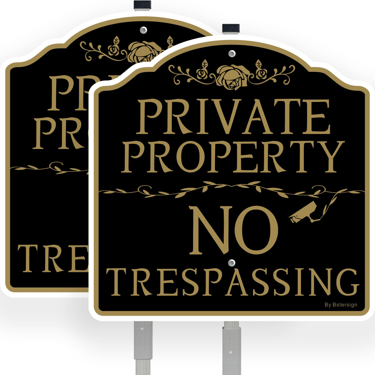 Bstersign No Trespassing sign front view shows bold text for clear deterrence