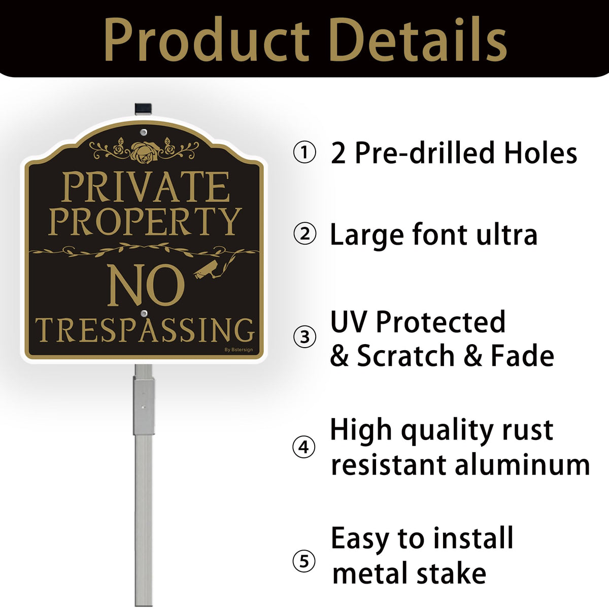 Bstersign weather-resistant aluminum surface resists sun and rain for lasting use