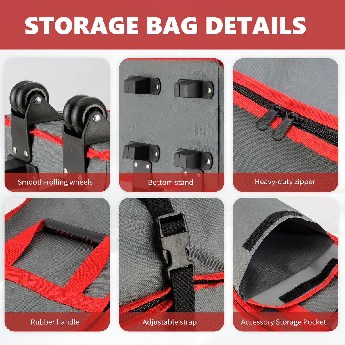 Bstge ergonomic handles enable versatile carrying of canopy gear.