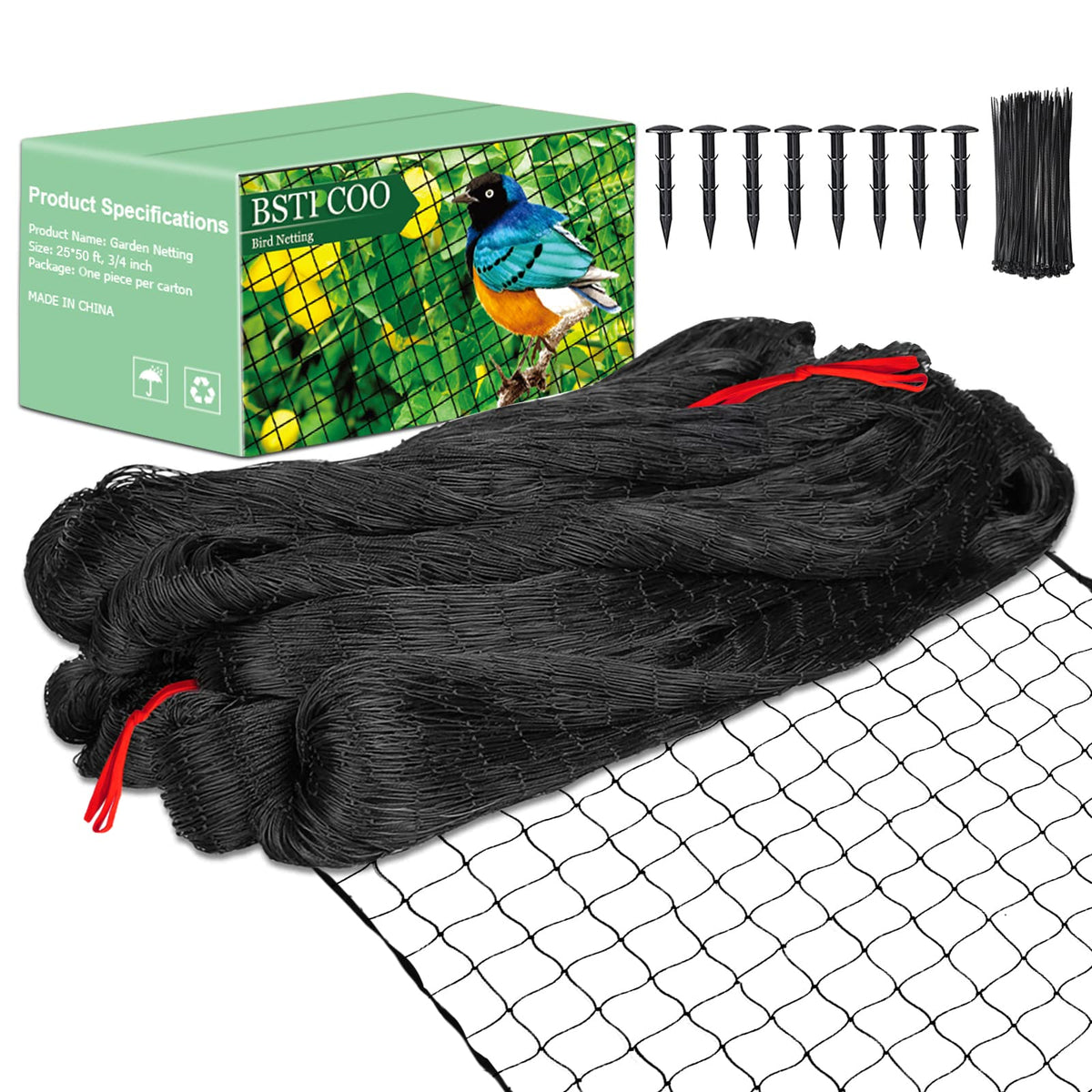 BSTPCOO bird netting 25x50 protects crops and poultry areas.