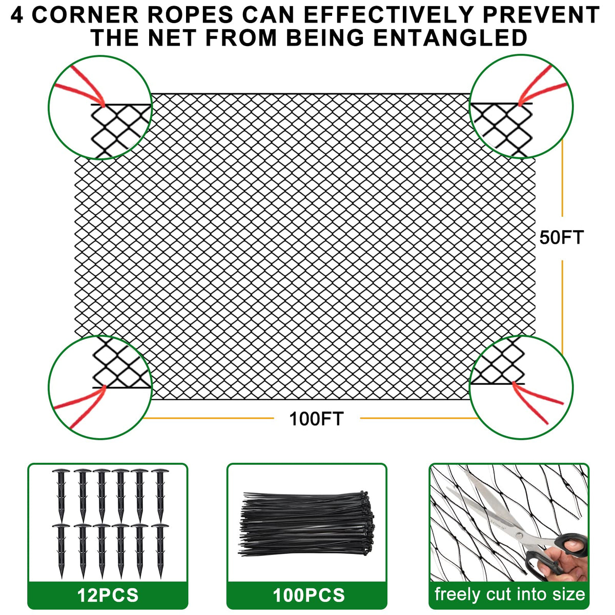 BSTPCOO 3-4 inch mesh close-up shows sturdy UV-protected nylon netting