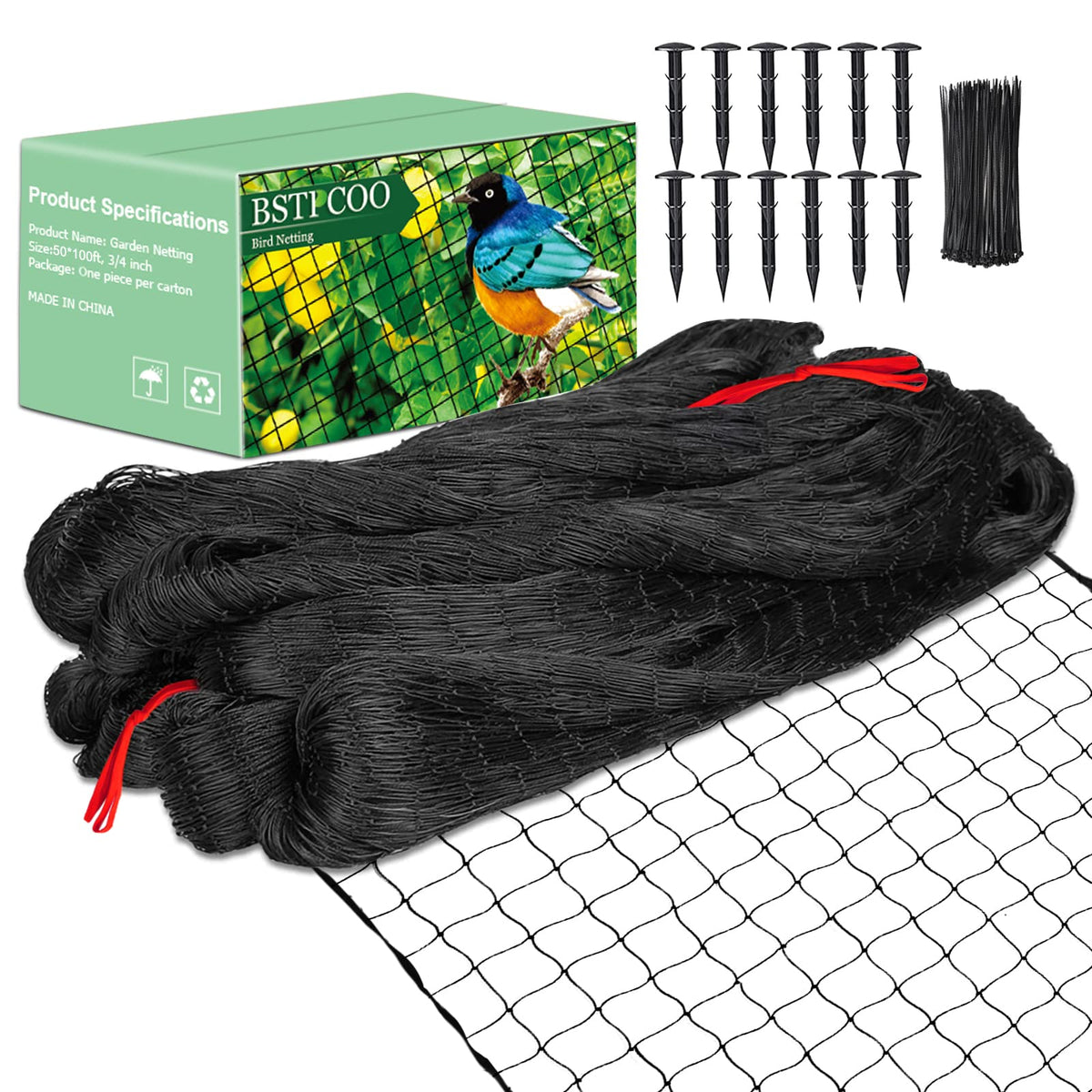 BSTPCOO bird netting over coop roof protects birds and plants