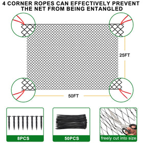 BSTPCOO nylon 3/4-inch mesh netting deters birds and wildlife.