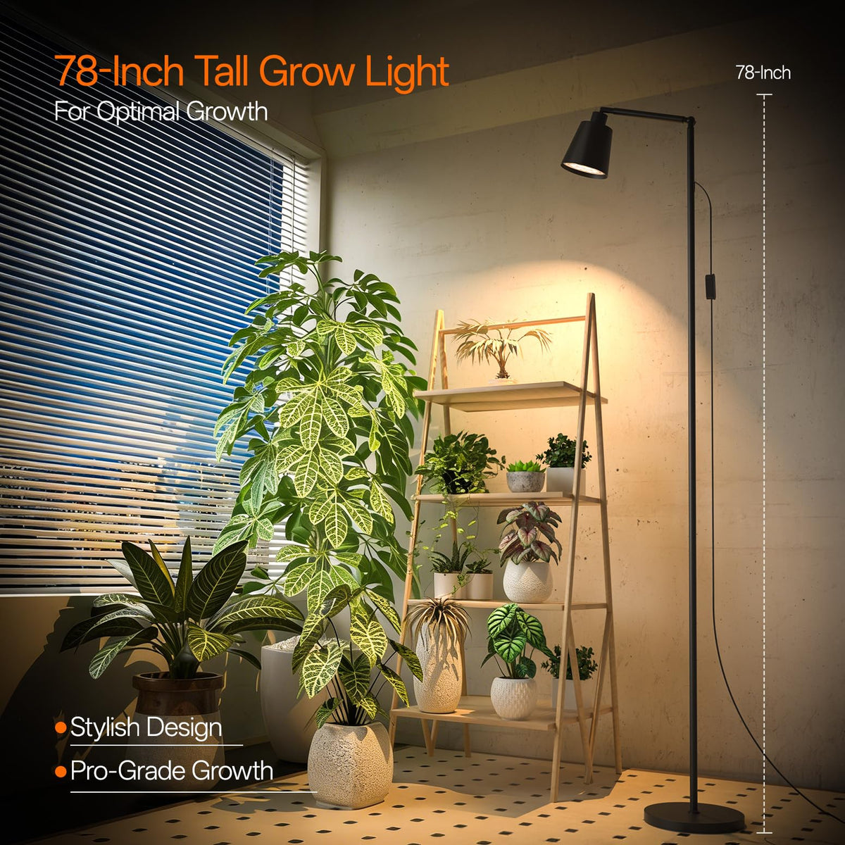 F11 Pro standing plant light with angle-adjustable head for versatile placement.